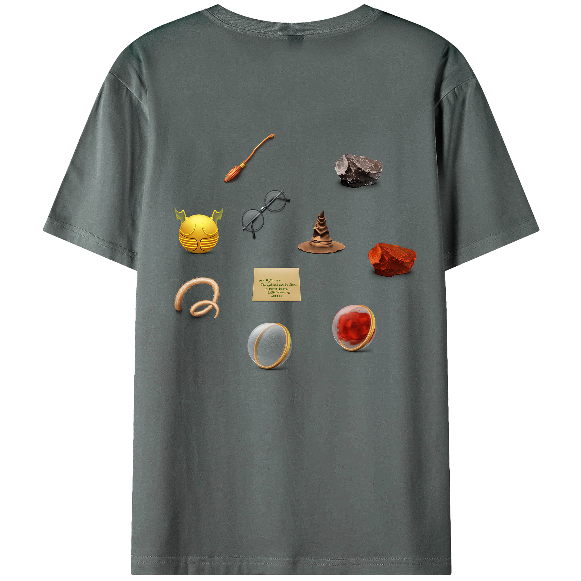 （画像用） Harry Potter ハリー・ポッターシリーズ 綿100％ メンズ半袖Tシャツ（バックプリント） 通気性